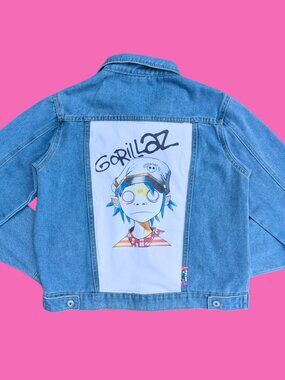 Gorillaz Upcycled T-Shirt Denim Jacket Size M